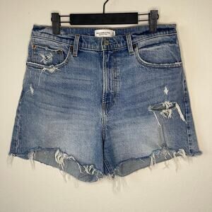 Abercrombie & Fitch Curve Love High Rise 4” Shorts Cutoff Denim - Size 31/12